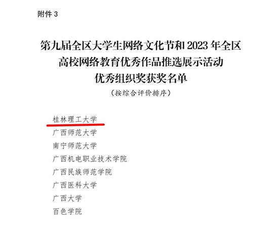 03beat365亚洲体育在线官网荣获第九届全区大学生网络文化节和2023年全区高校网络教育优秀作品推选展示活动优秀组织奖